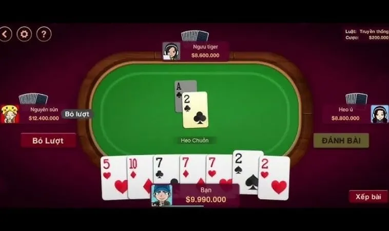 Giao diện chơi Tiến Lên Miền Nam U888