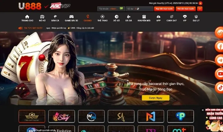 Khám Phá Casino Online Tại U888 Nhận Ưu Đãi Khủng 88K Ngay 1 Chơi Casino Online U888 cùng dealer xinh đẹp, nóng bỏng